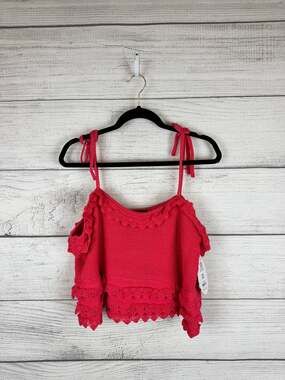 Scoop Plus Size Pink Tie Ruffle Knit Sleeveless Crop Blouse Size XXL/20